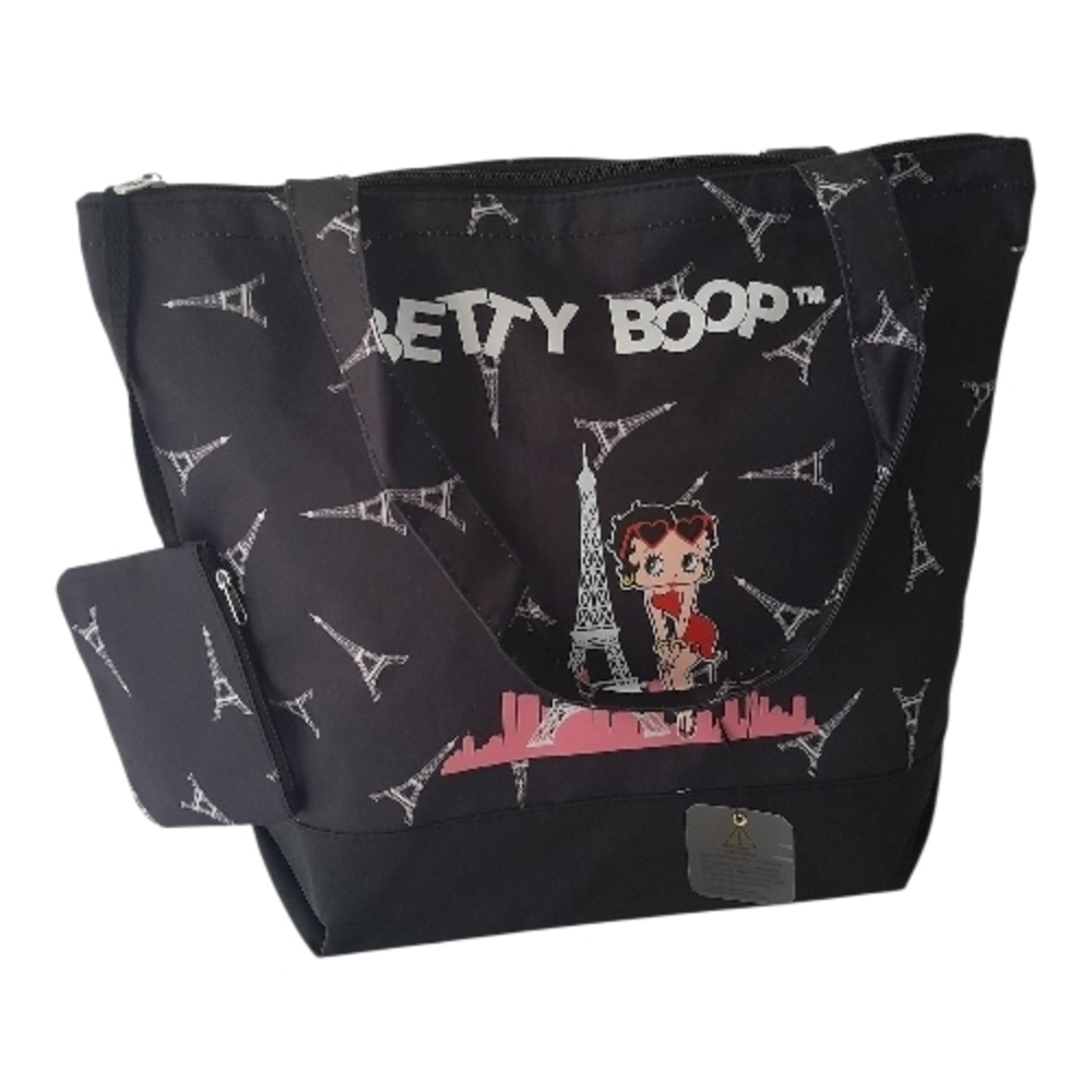 Betty Boop Black Tote Bag with Eiffel Tower Design